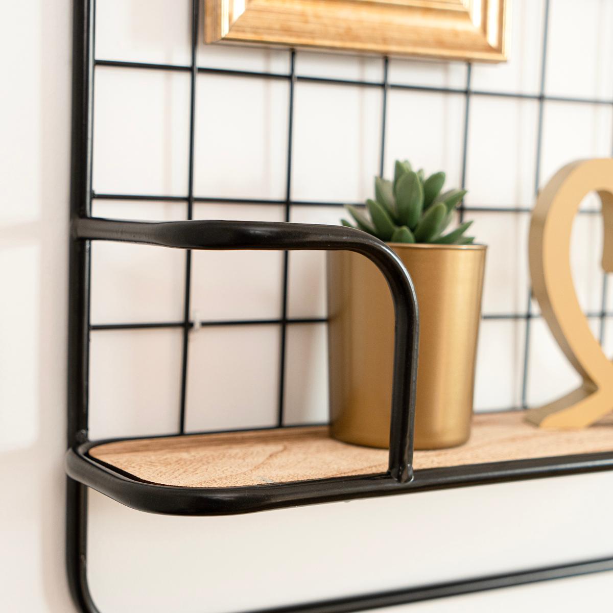 ESTANTE DE PARED ACERO Y PAULOWNIA