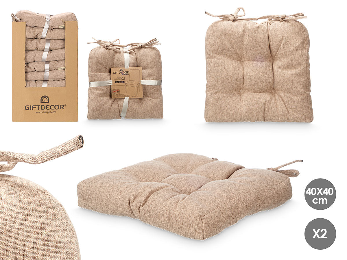 SET 2 COJINES SILLA MARRON 40X40CM