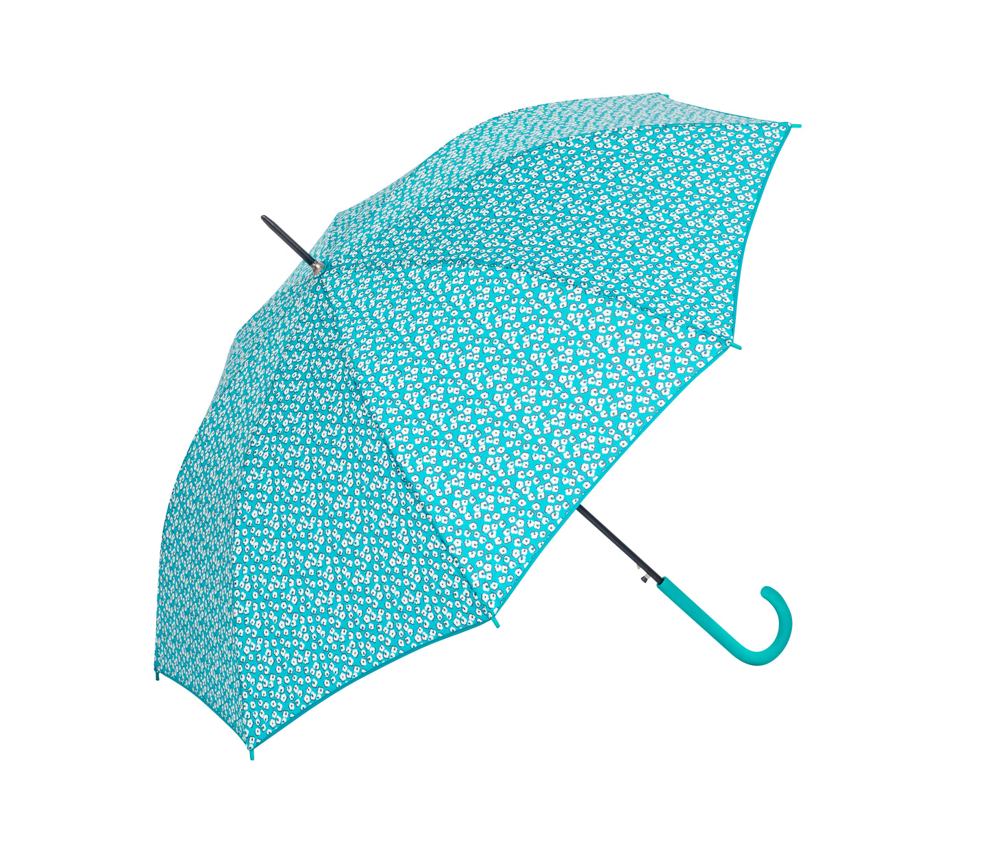 PARAGUAS ESTAMPADO FLORECITA AZUL TURQUESA