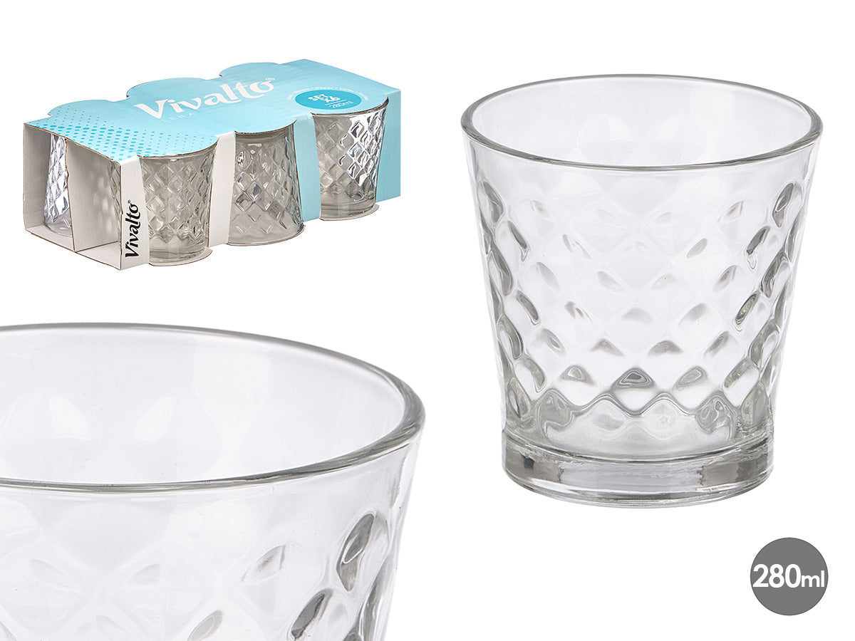 SET 6 VASOS ROMBOS 280ML