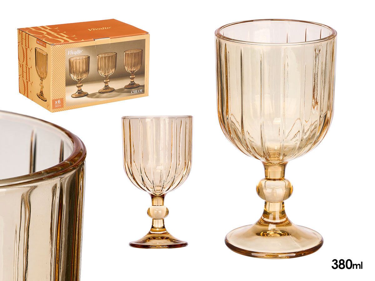 COPA VINO RAYAS AMBAR 380ML