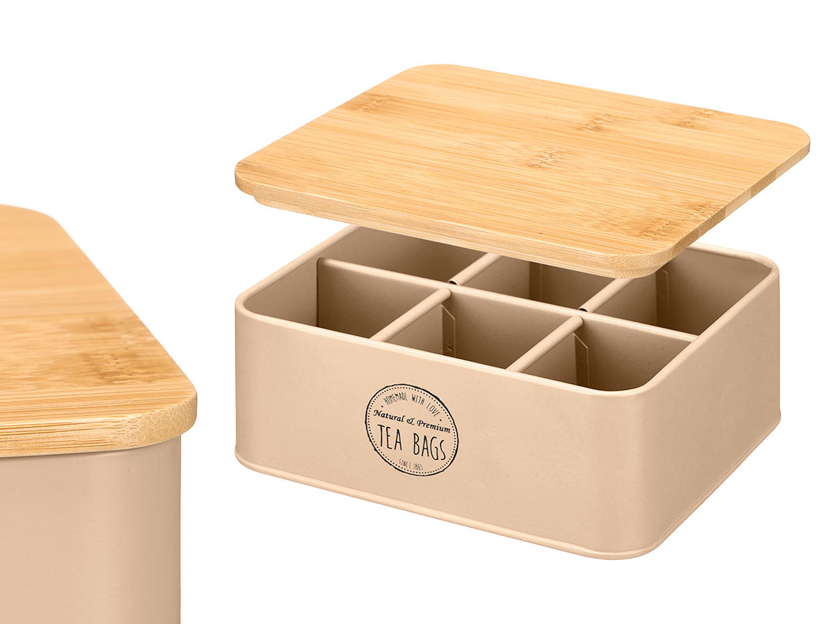 CAJA 6 HUECOS TAPA BAMBU TEA BEIGE
