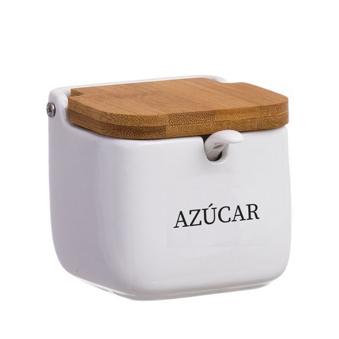 AZUCARERO TAPA BAMBU CON CUCHARA AZUCAR