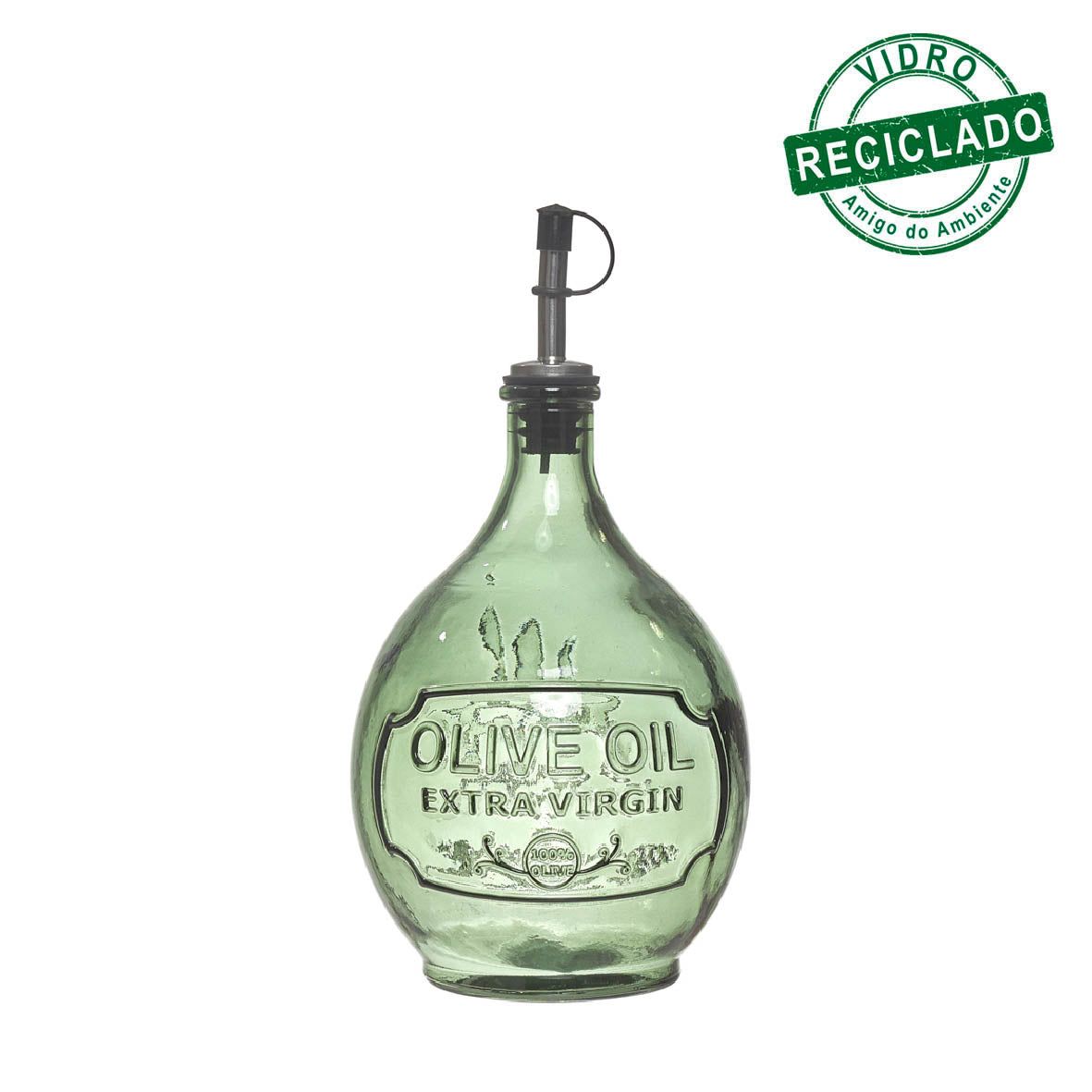 Aceitera De Vidrio Reciclado 1/2 Litro Con Tapón De Corcho – Fabricada En España, Ecológica Y Reutilizable
