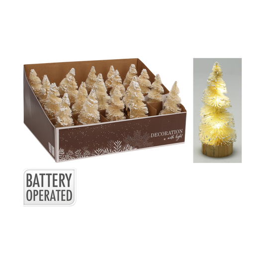 ARBOL DE NAVIDAD CREMA CON LUCES LED 15CM