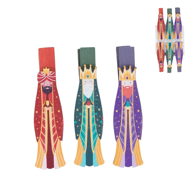 JUEGO DE 6 PINZAS REYES MAGOS