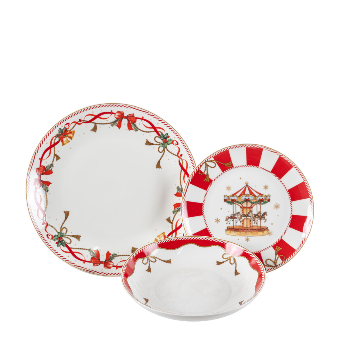 VAJILLA NAVIDEÑA DE PORCELANA 18 PIEZAS