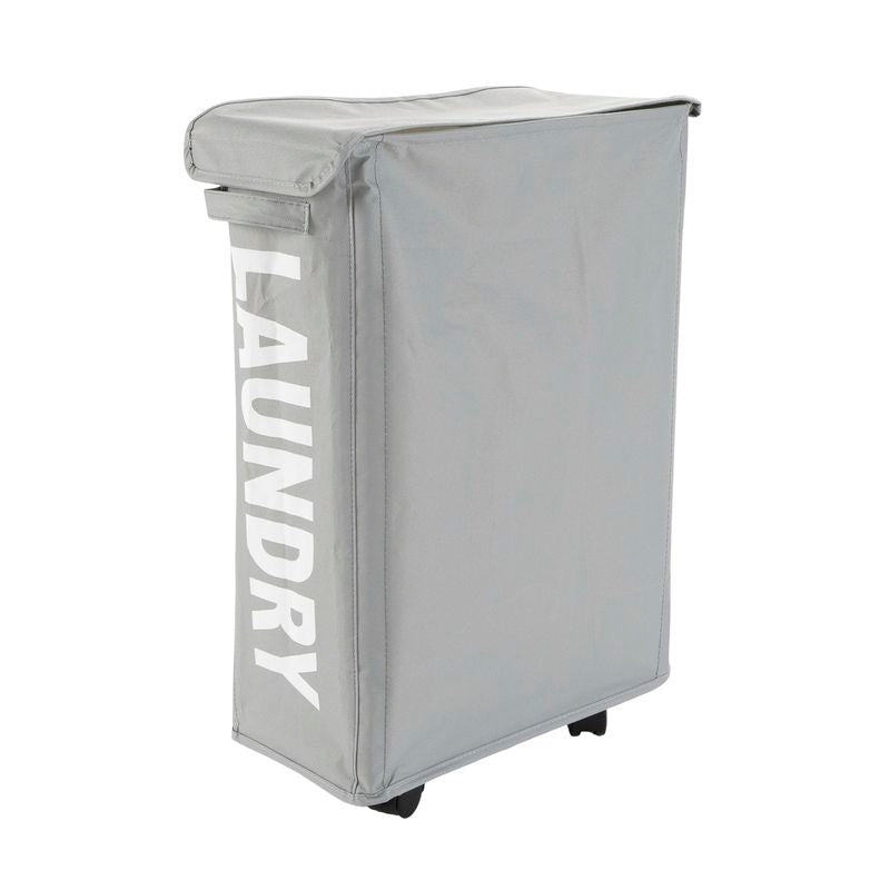 CESTO PARA LA ROPA 46L CON RUEDAS GRIS