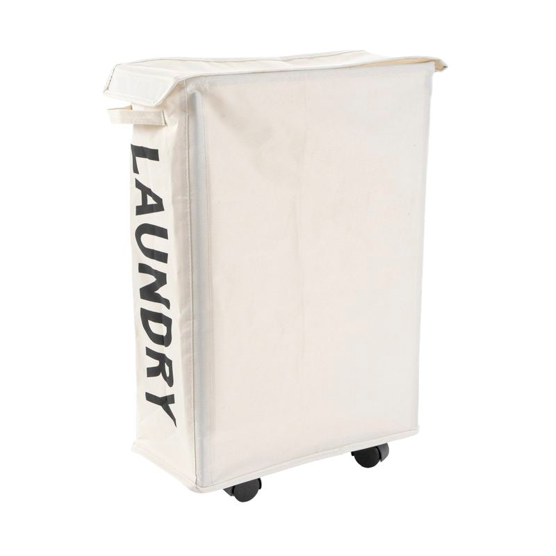 CESTO PARA LA ROPA 46L CON RUEDAS NATURAL