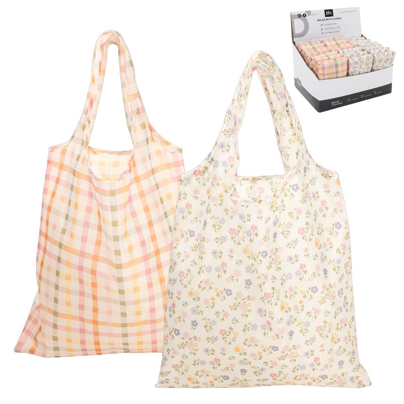 BOLSA COMPRA PLEGABLE FLOR VICHY