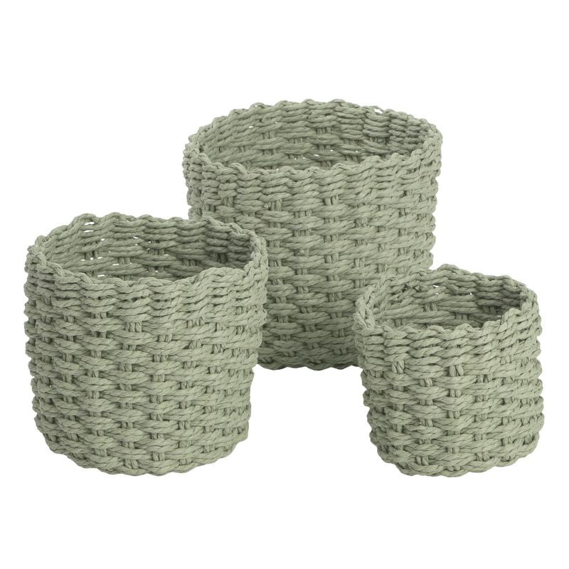 JUEGO 3 CESTAS REDONDAS VERDE AGUA
