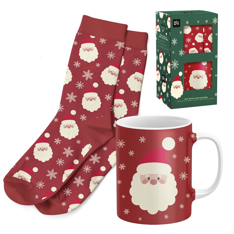 SET REGALO TAZA 300ML CON CALCETIN T.38-42 PAPA NOEL