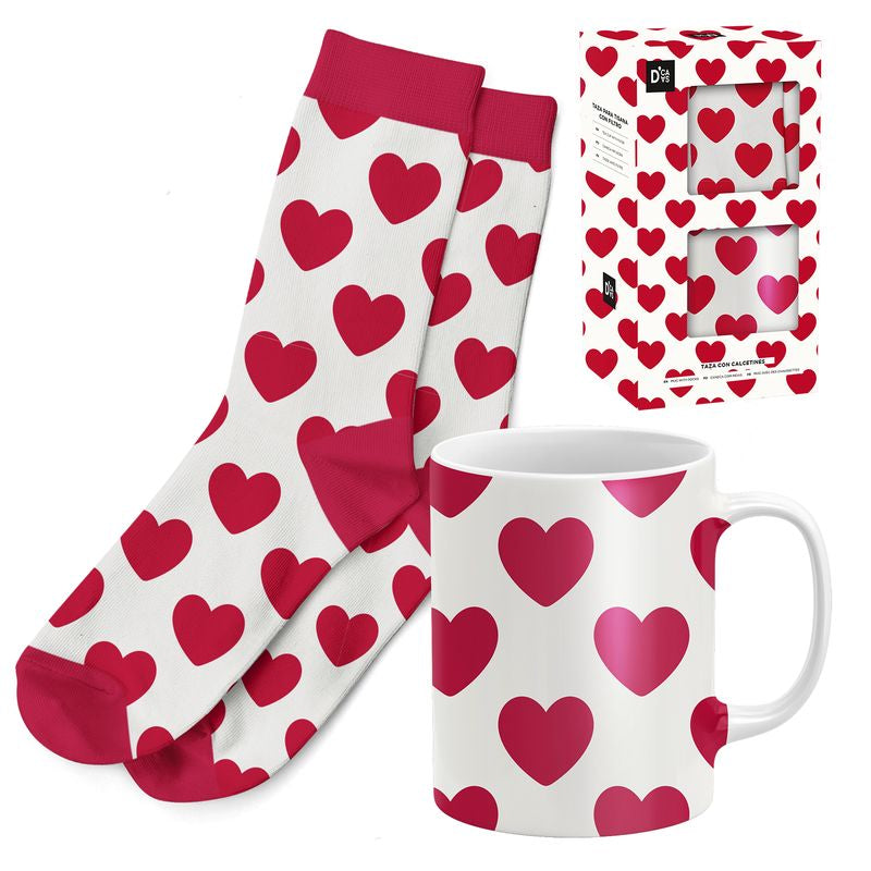SET REGALO TAZA 300ML CON CALCETIN AMOR