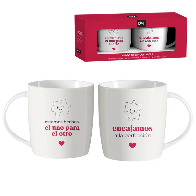JUEGO DE 2 MUGS 350M PUZZLE AMOR