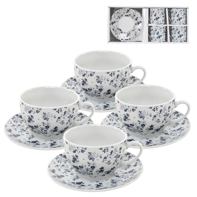 JUEGO DE CAFE 4X220ML FLORES AZUL