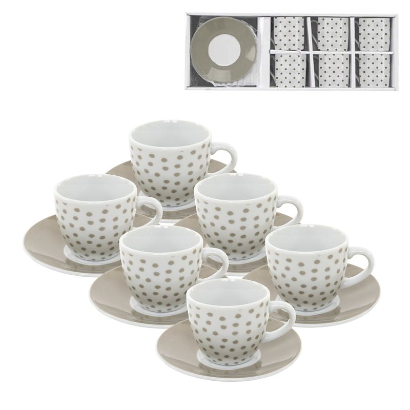 JUEGO CAFE 6X90ML TOPOS BEIGE