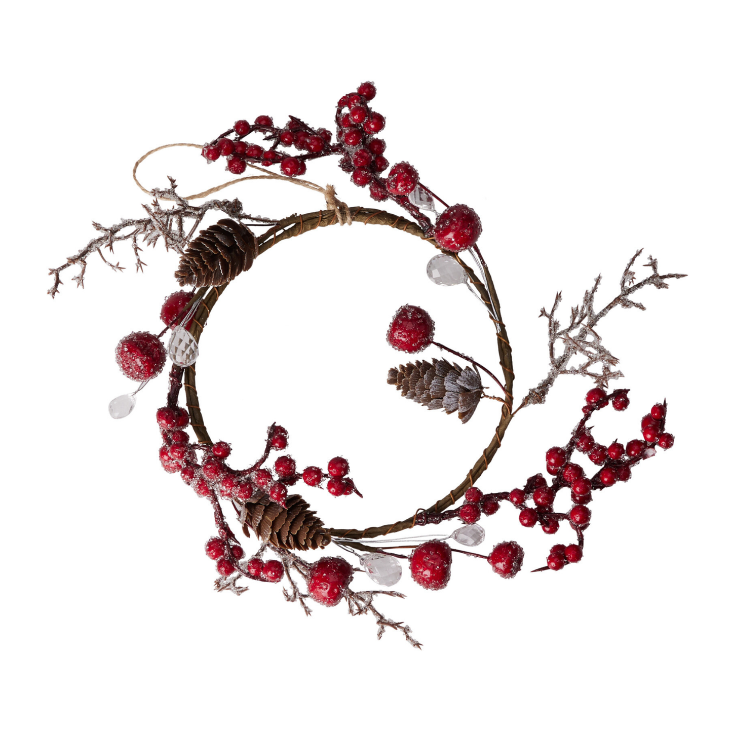 CORONA COLGANTE 20CM FRUTOS ROJOS