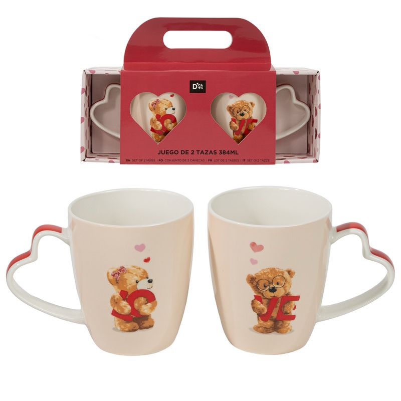JUEGO DE 2 MUGS 384ML AMOR