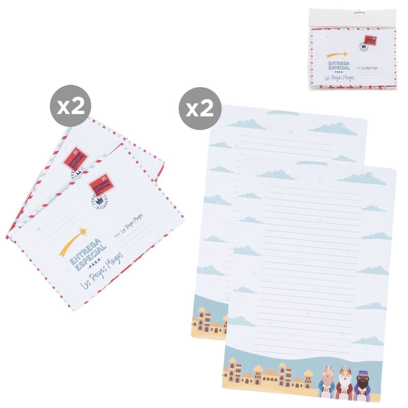 JUEGO DE 2 CARTAS CON SOBRE REYES MAGOS