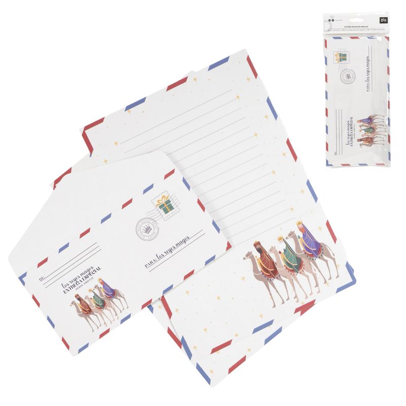 JUEGO DE 2 CARTAS CON SOBRE REYES MAGOS