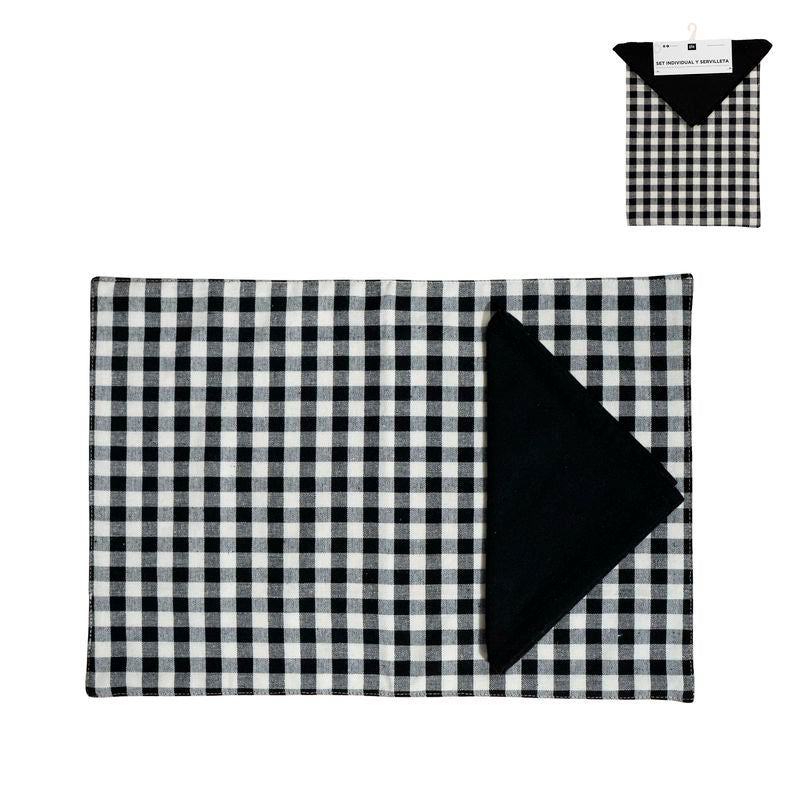 SET INDIVIDUAL CON SERVILLETA NEGRO