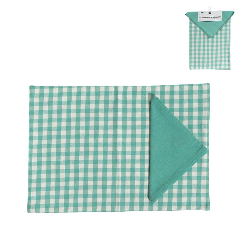 SET INDIVIDUAL CON SERVILLETA TURQUESA