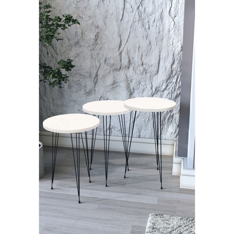 JUEGO DE 3 MESAS AUXILIARES BLANCO