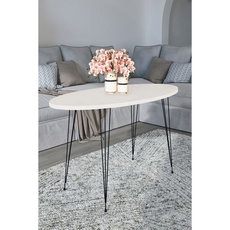 MESA DE CENTRO OVAL BLANCO