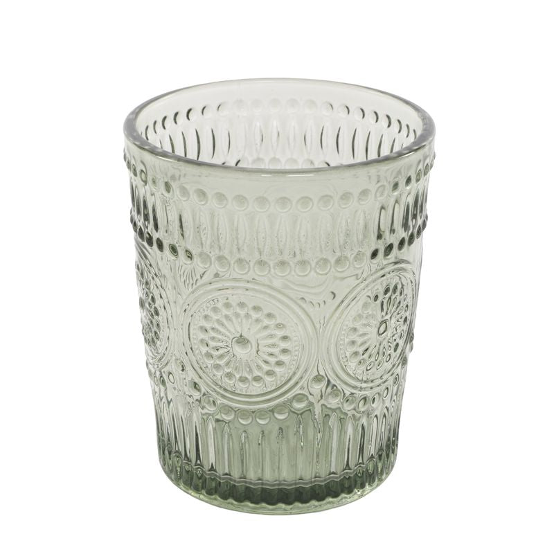 VASO CRISTAL GRABADO 290ML VERDE AGUA