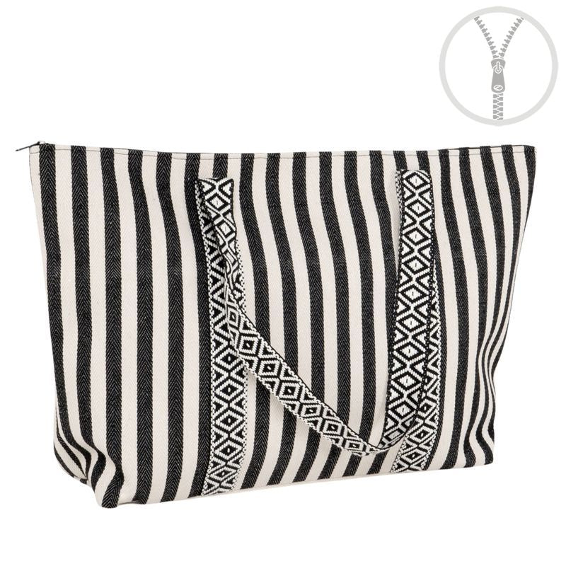 BOLSO RAYAS CON CREMALLERA DETALLE CINTA NEGRO