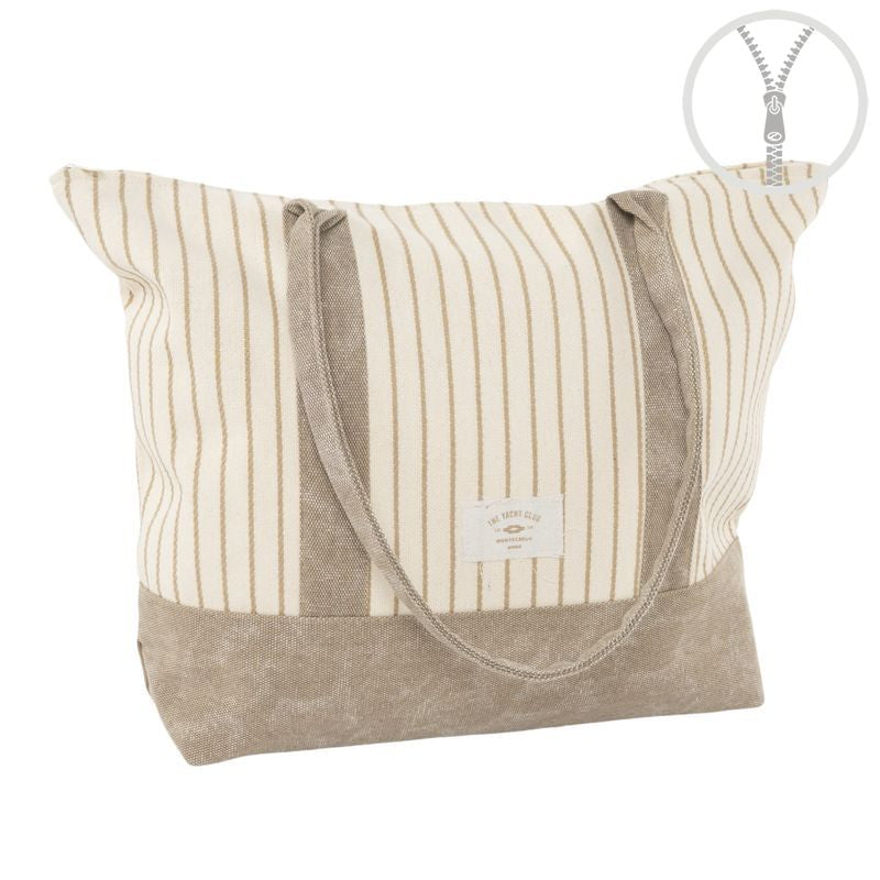 BOLSO CREMALLERA RAYAS BEIGE
