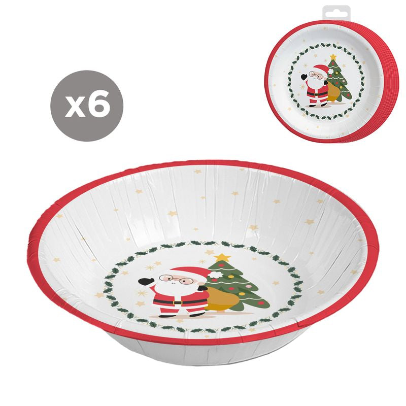 JUEGO DE 6 BOLS 17,5CM PAPA NOEL