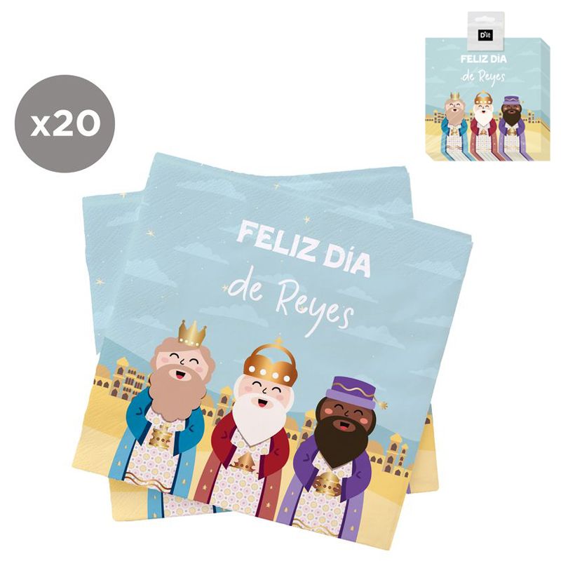 JUEGO DE 20 SERVILLETAS 33X33 REYES MAGOS
