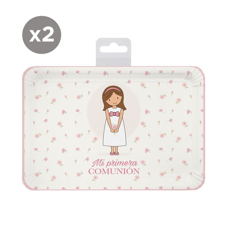 JUEGO DE 2 BANDEJAS 25X34 COMUNION NIÑA