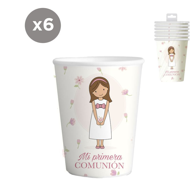 JUEGO DE 6 VASOS 266ML COMUNION NIÑA