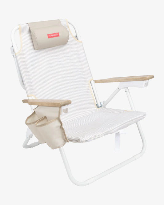 SILLA DE PLAYA FLAMINGUEO BARBARA BEIGE CON BOLSA TÉRMICA