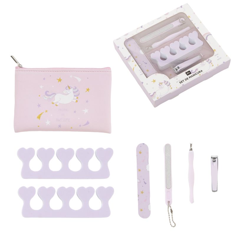 JUEGO DE MANICURA 8 PIEZAS UNICORNIO