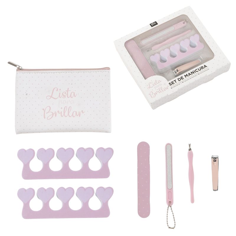 JUEGO DE MANICURA 8 PIEZAS TOPOS ROSA