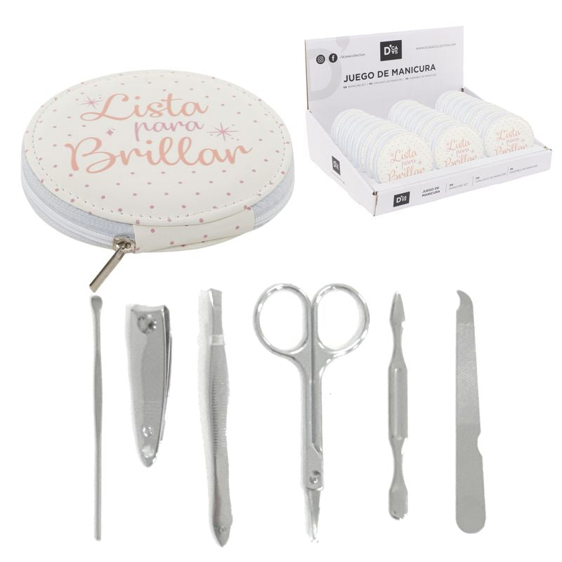 JUEGO DE MANICURA 6 PIEZAS TOPOS ROSA