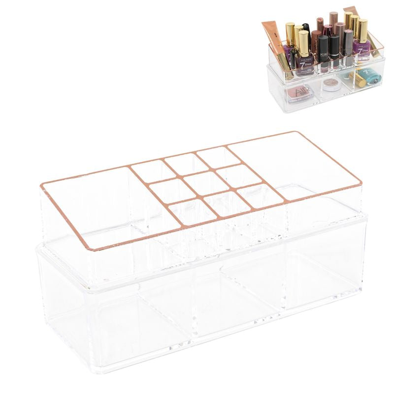 ORGANIZADOR COSMETICOS 11 DPTOS. BASE COBRE