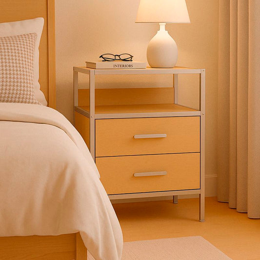 MESA 2 CAJONES CON ESTANTE COLOR ABEDUL OSLO