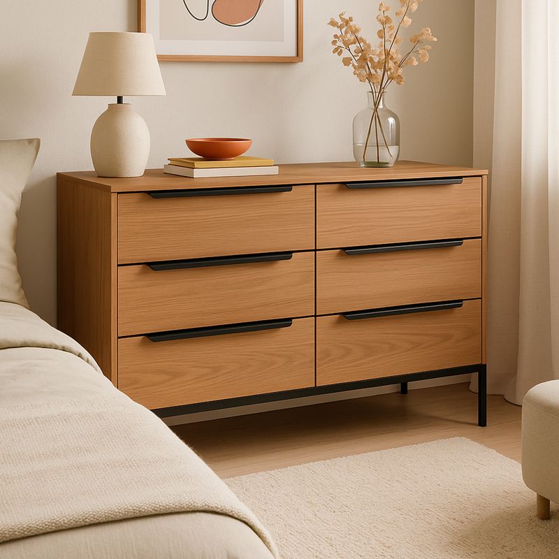 COMODA 6 CAJONES COLOR ROBLE SOHO