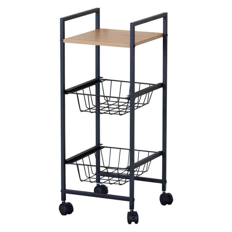 CARRO AUXILIAR 3 ESTANTES MADERA