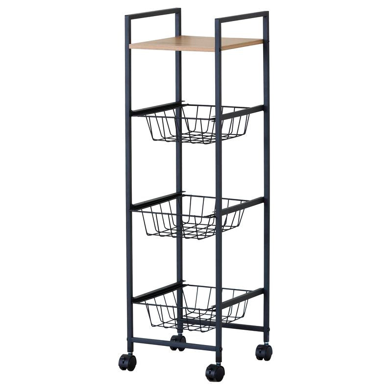 CARRO AUXILIAR 4 ESTANTES MADERA