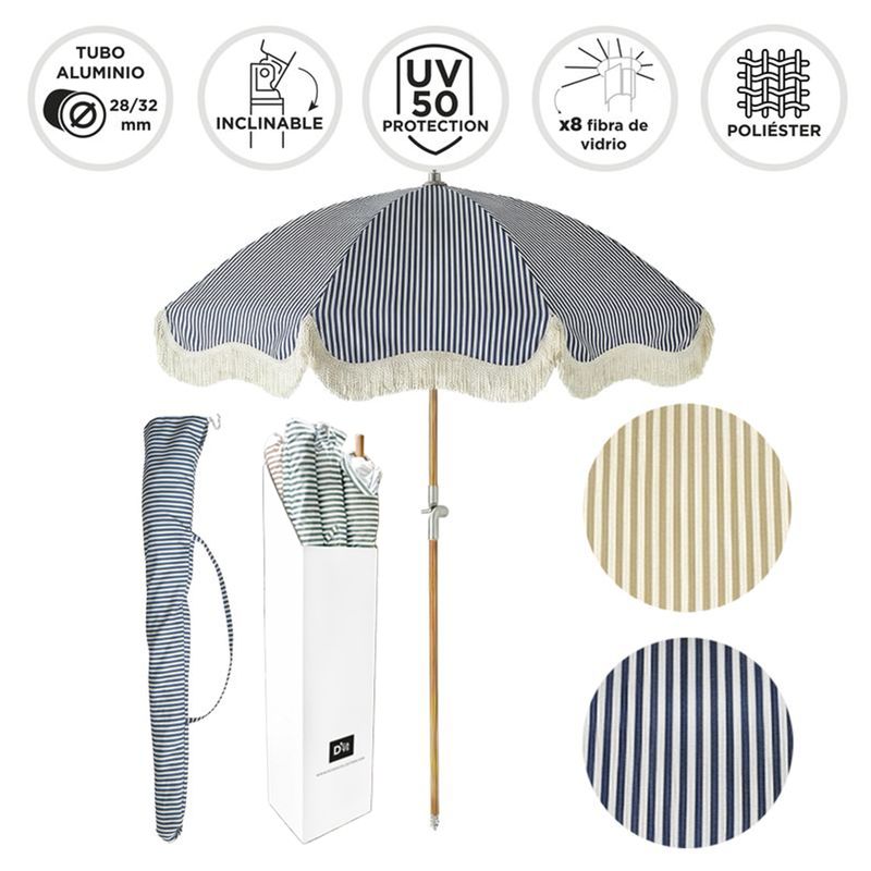 SOMBRILLA PLAYA 180CM UV50 RAYAS