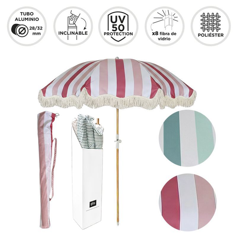 SOMBRILLA PLAYA 180CM UV50 RAYAS