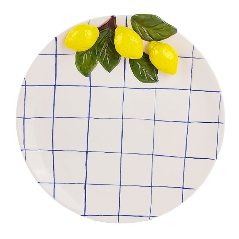 PLATO DECORATIVO 27CM CUADROS LIMONES