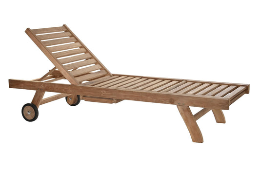 TUMBONA MADERA DE TECA CON BANDEJA Y RUEDAS
