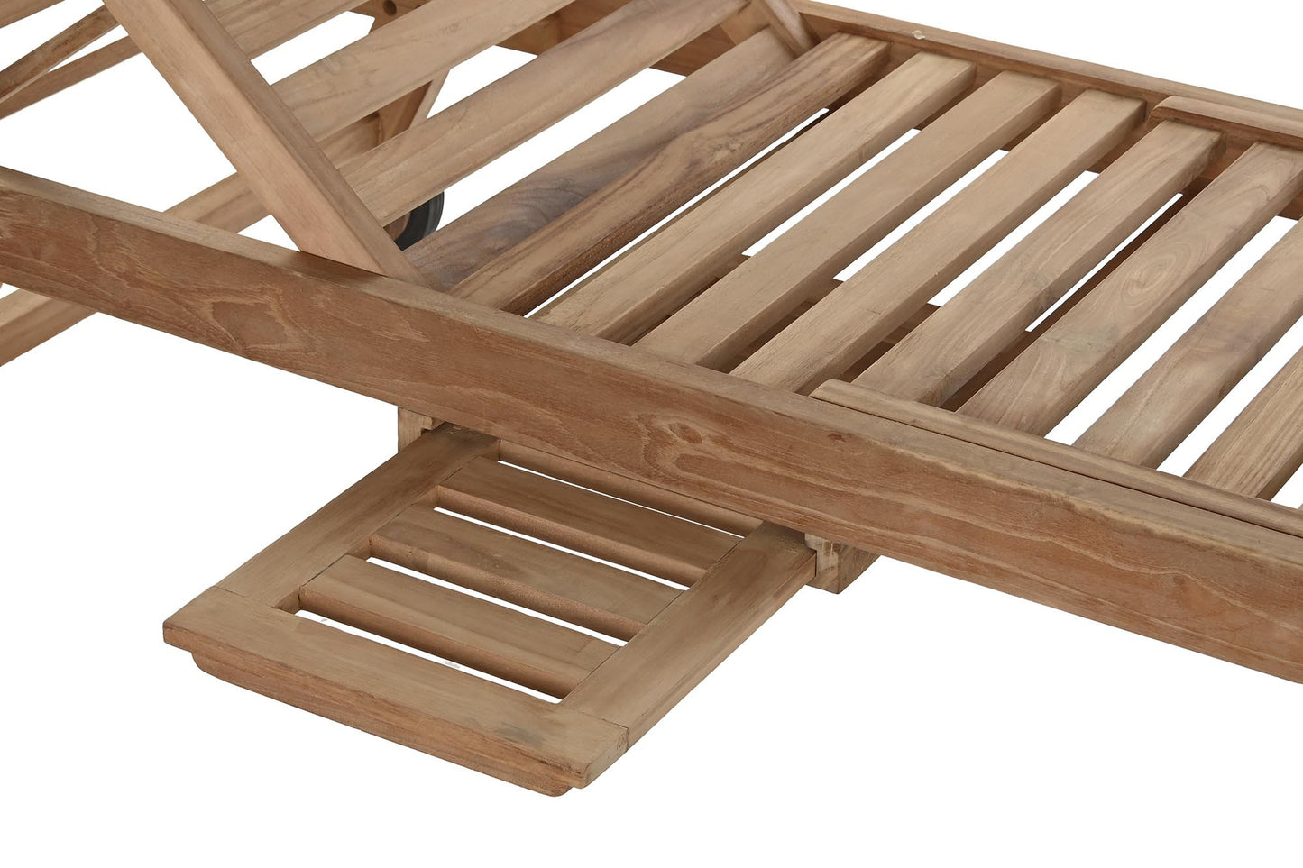 TUMBONA MADERA DE TECA CON BANDEJA Y RUEDAS