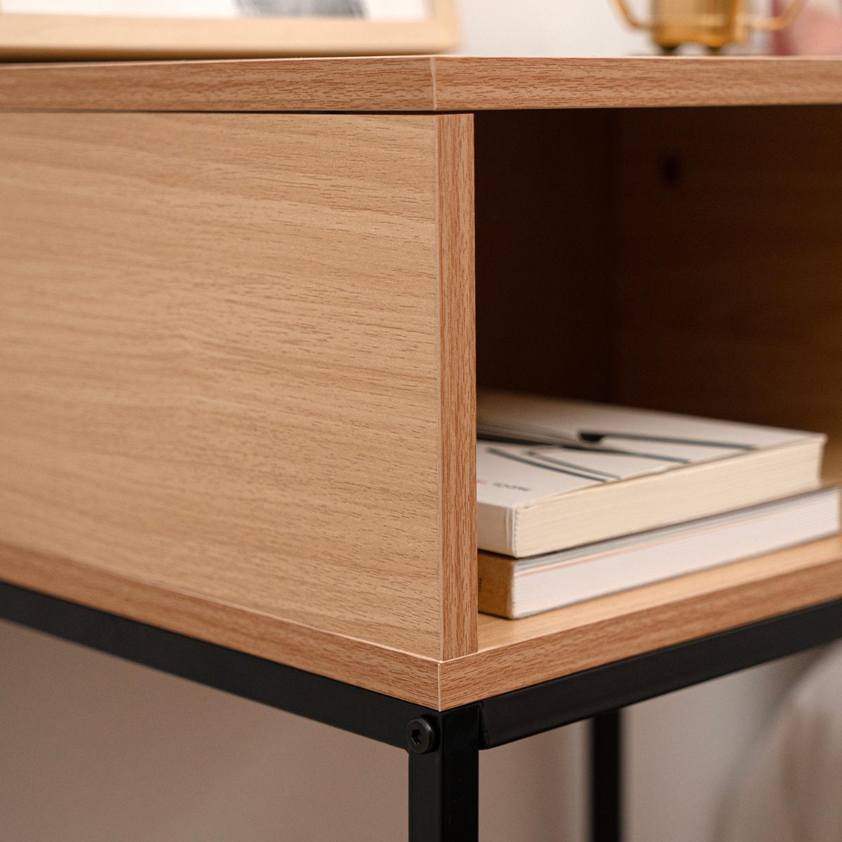 MESILLA MDF NATURAL Y PATAS DE ACERO